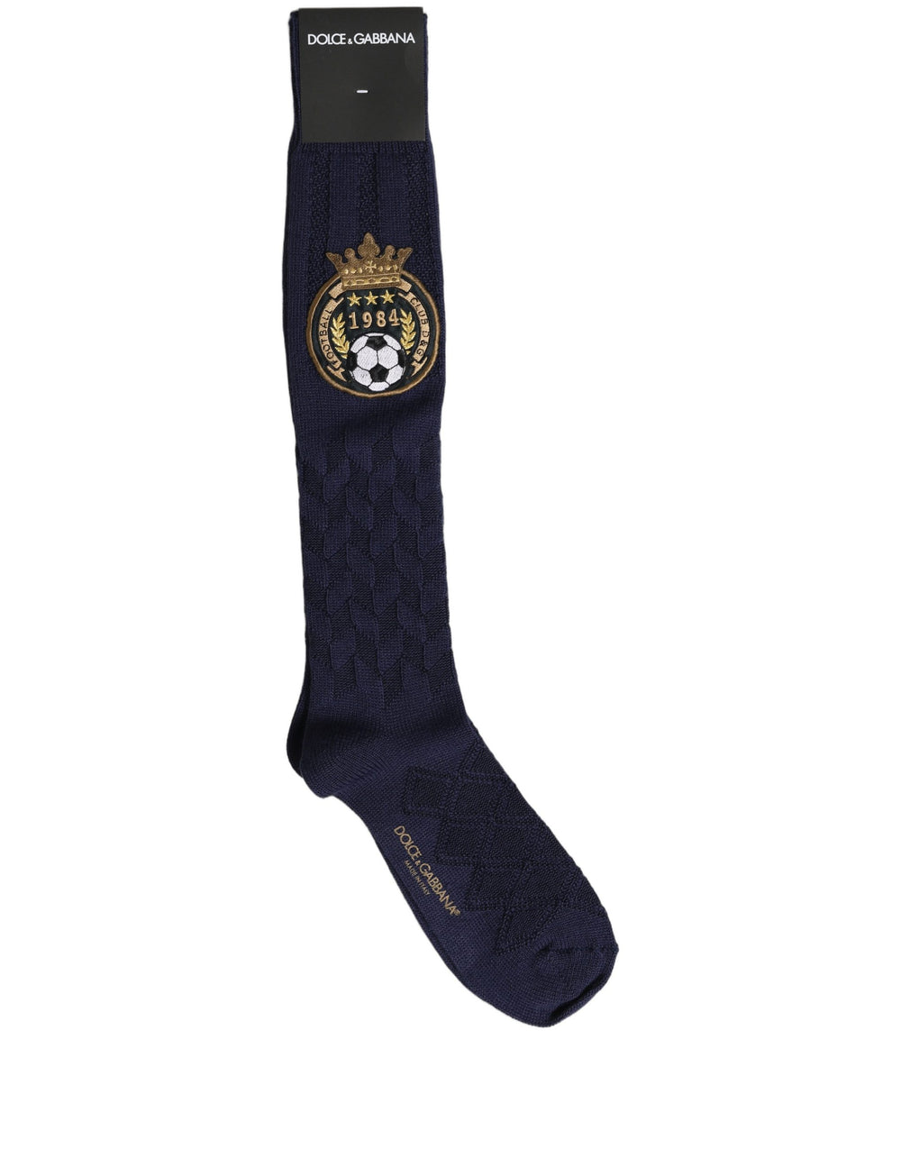 Dolce & Gabbana Wool Blend Knee-High Socks in Navy Blue