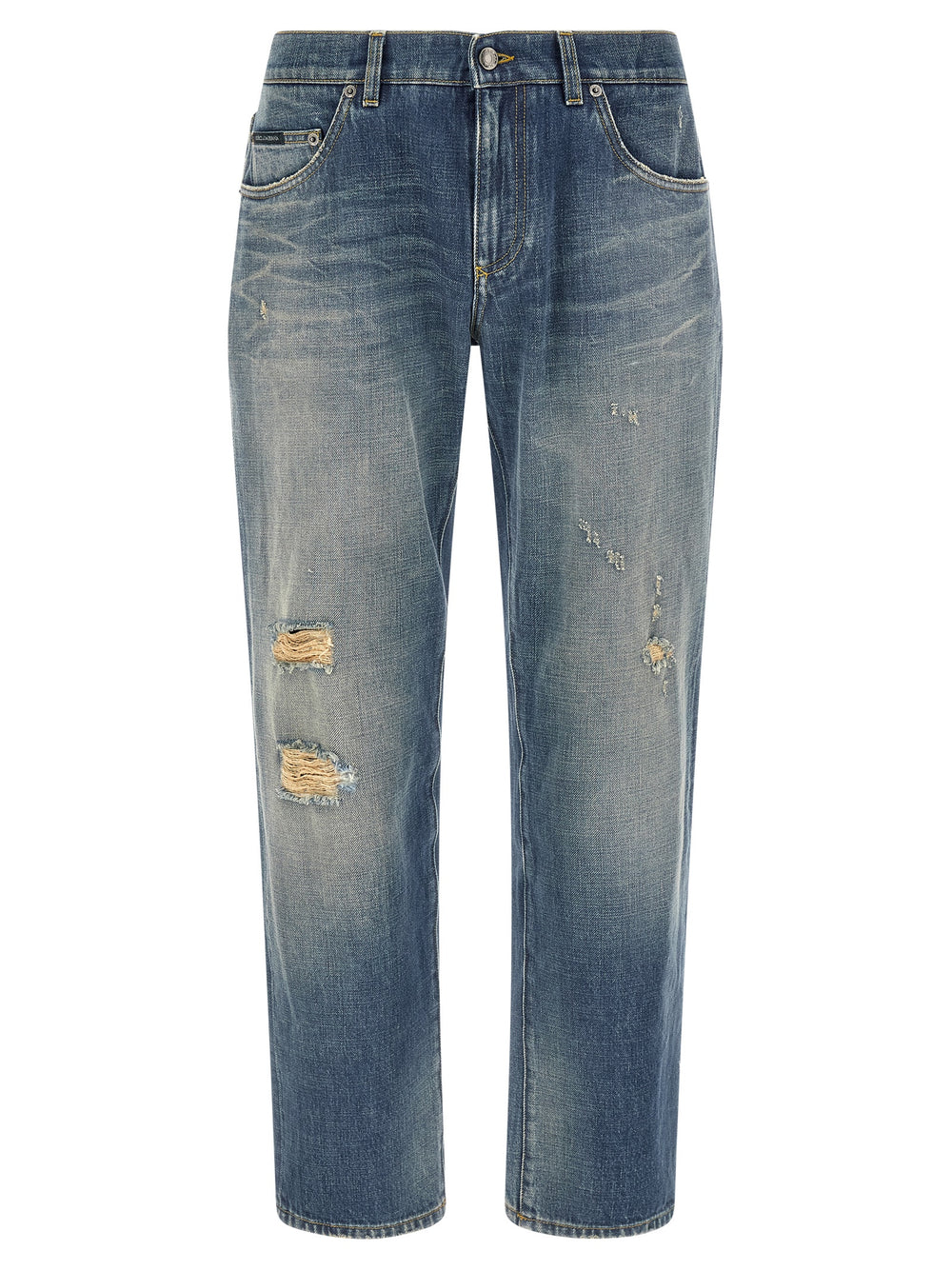 Dolce & Gabbana 100% Cotton Relaxed Fit Jeans in Blue