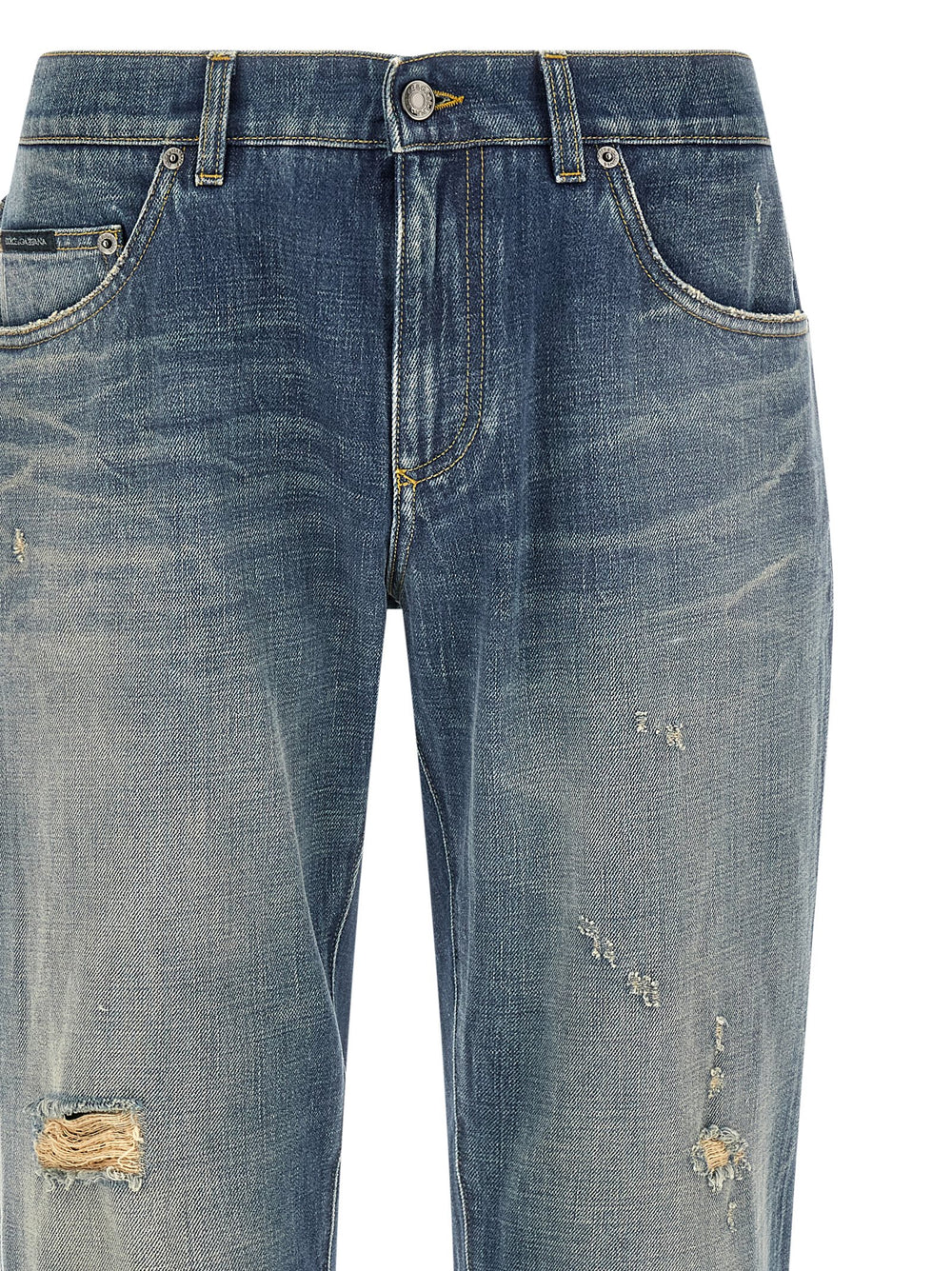 Dolce & Gabbana 100% Cotton Relaxed Fit Jeans in Blue