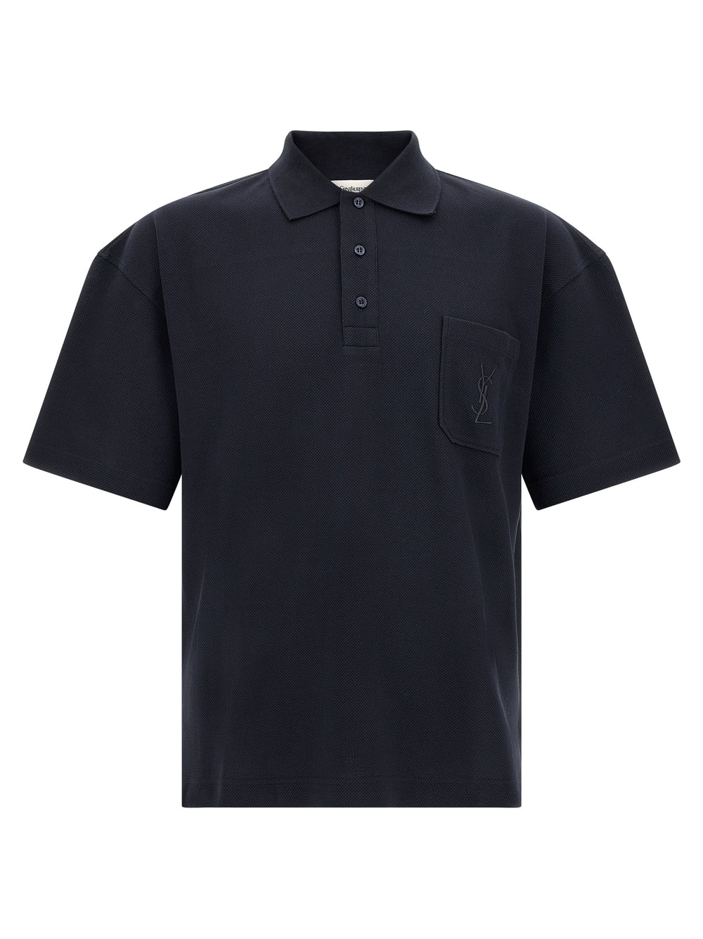 Saint Laurent 100% Cotton Piqué Polo Shirt in Blue