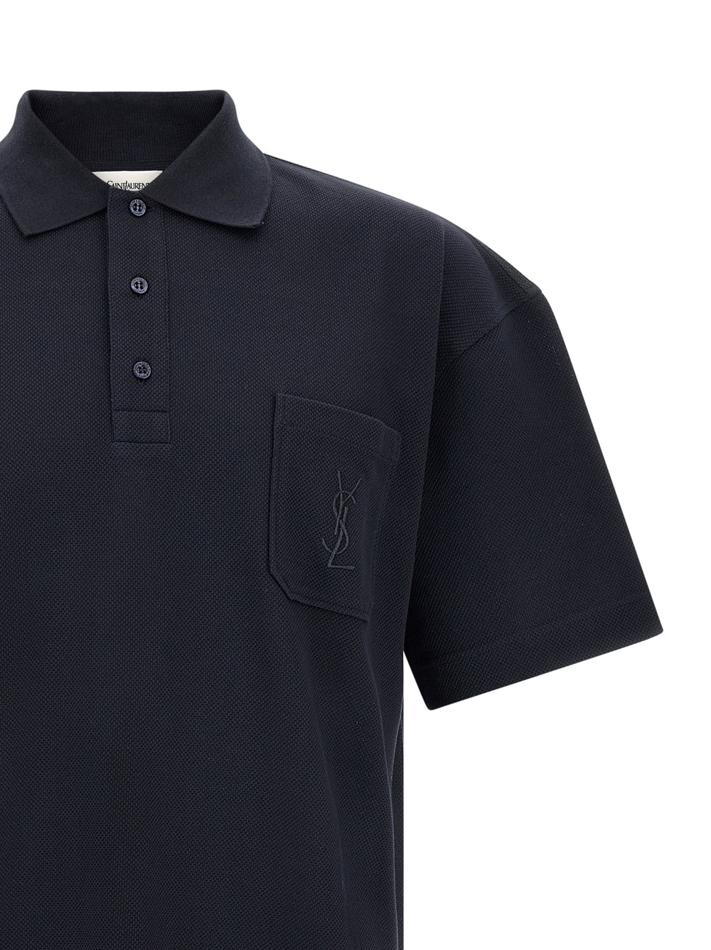 Saint Laurent 100% Cotton Piqué Polo Shirt in Blue