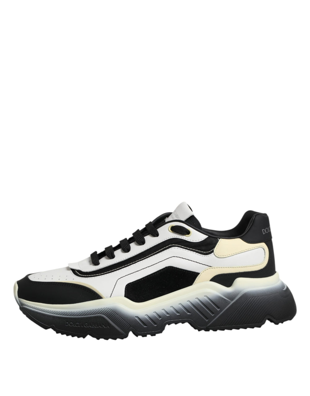 Dolce & Gabbana Daymaster Two-Tone Calf Leather Sneakers in White and Black