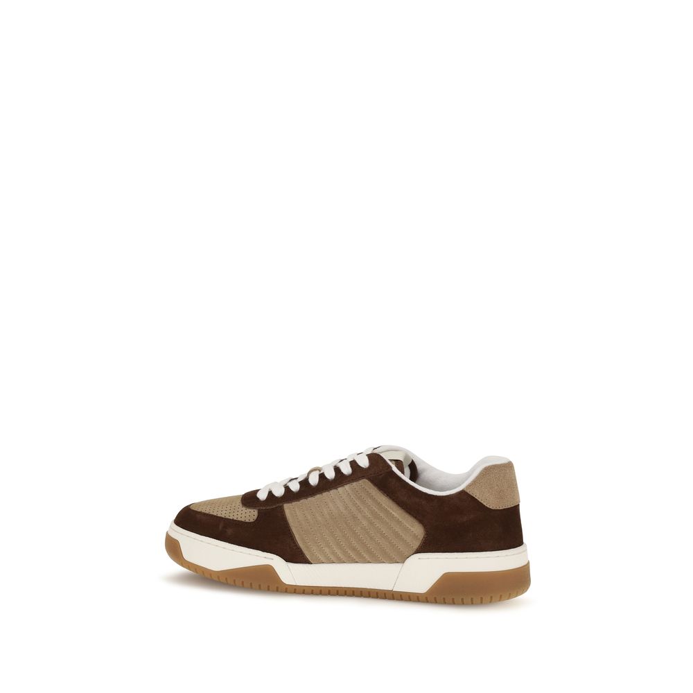 Valentino Garavani Nappa Leather Low-Top Sneakers in Brown