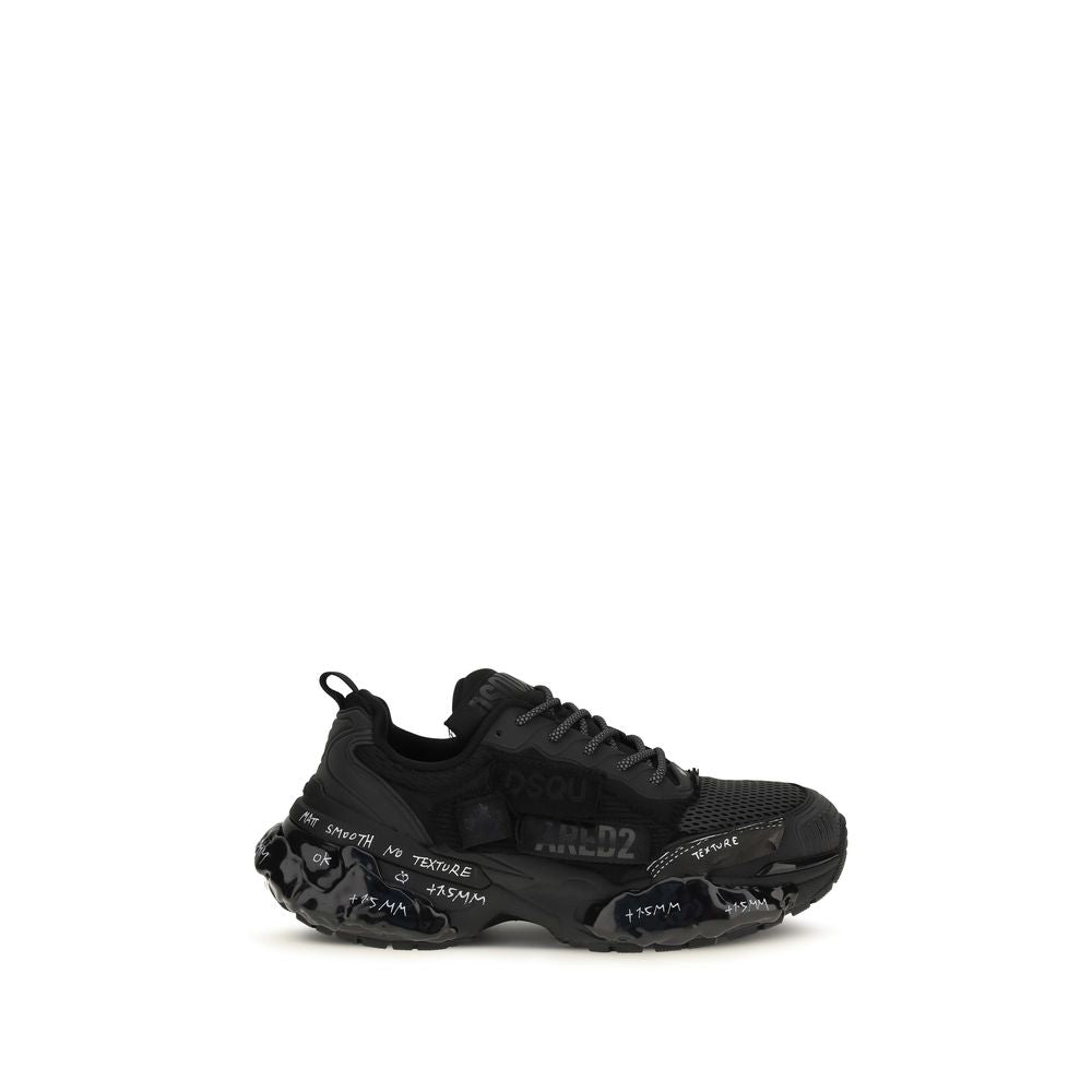 Black Polyester Athletic Sneakers