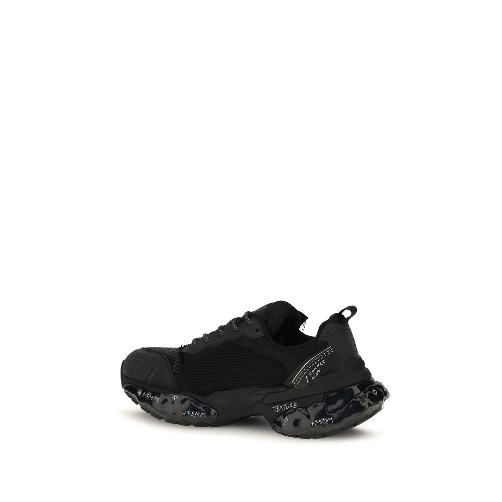 Black Polyester Athletic Sneakers