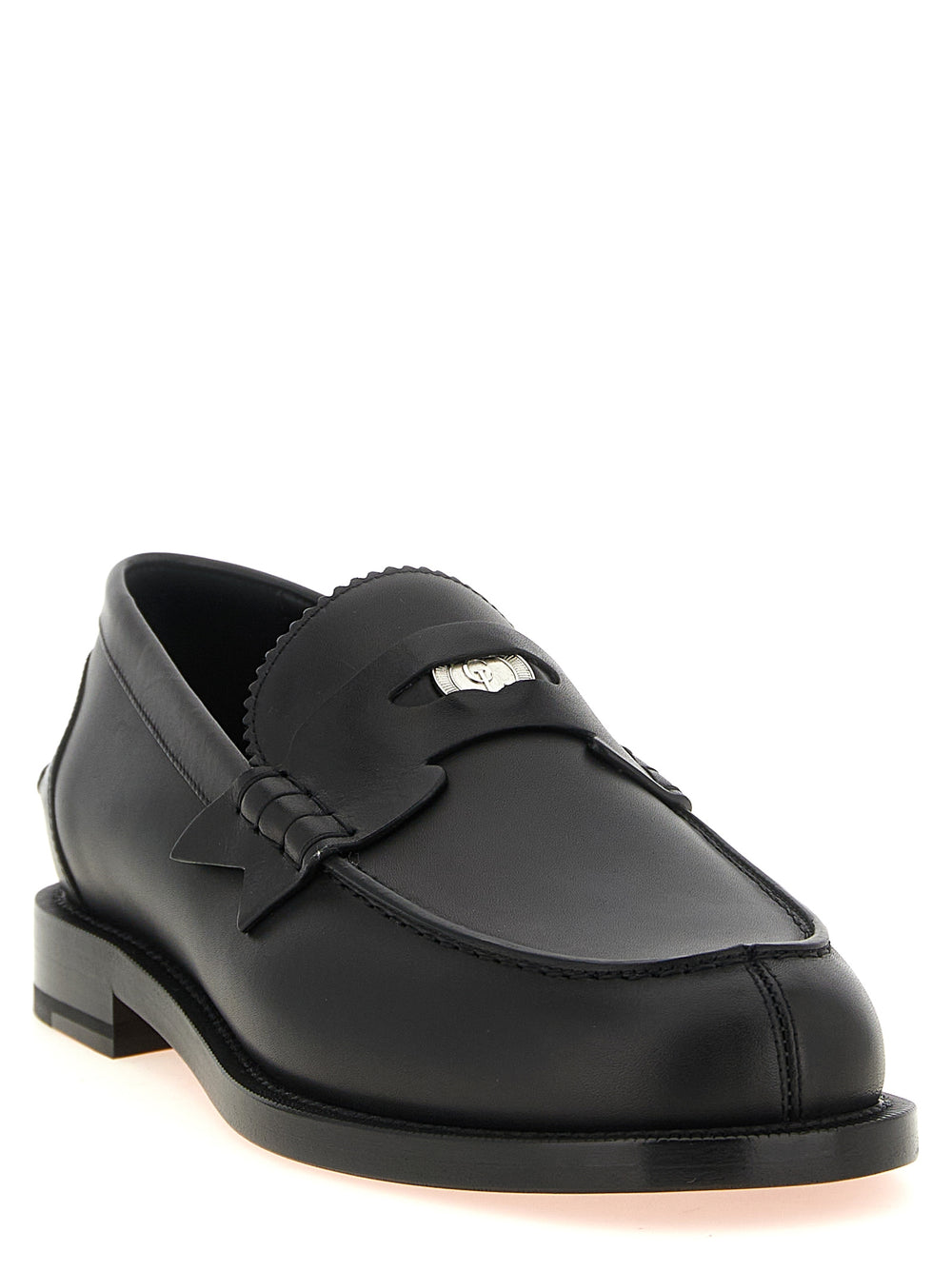 Christian Louboutin Calfskin Slip-On Loafers in Black