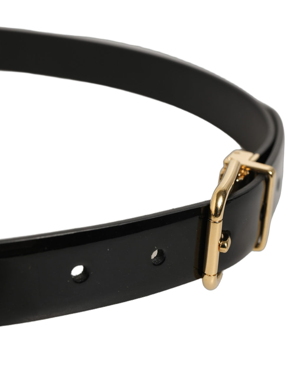 Black Classic Leather Gold Tone Buckle Belt