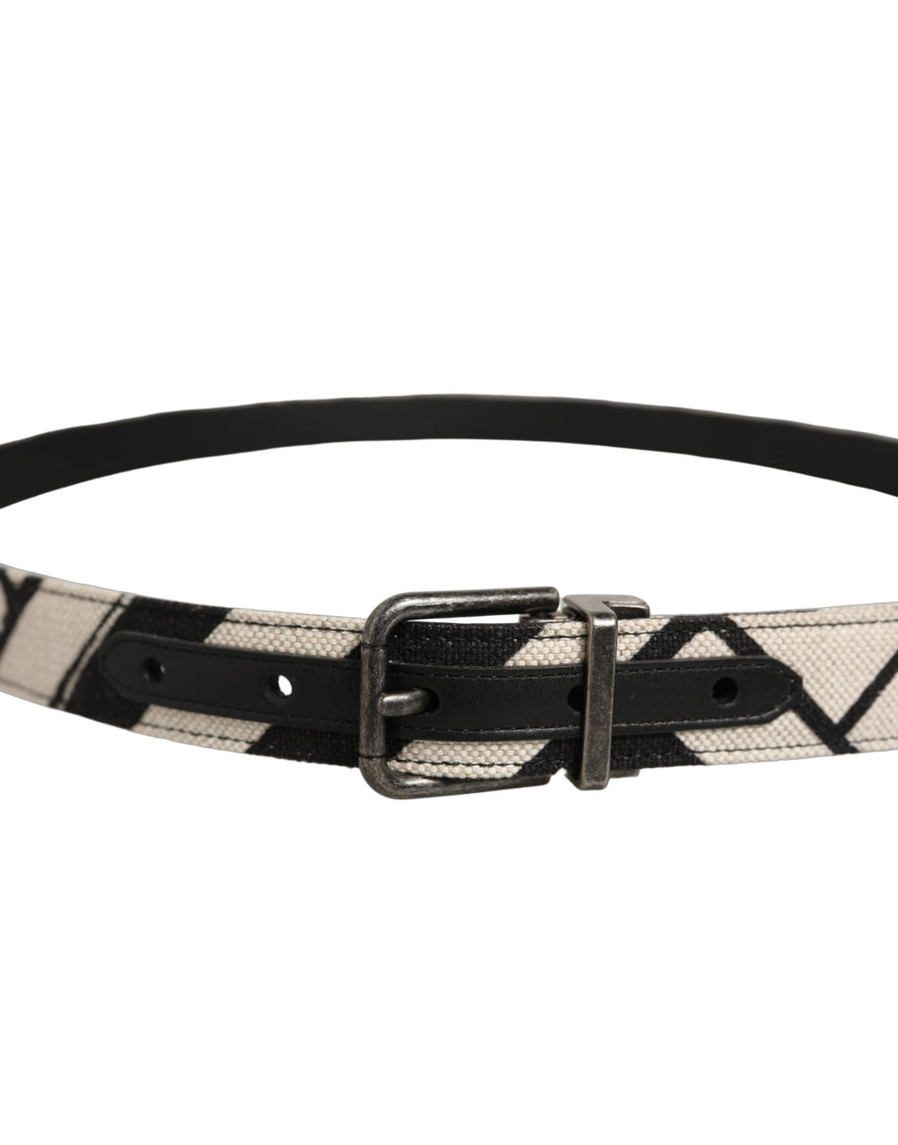 Black Ivory Silver Tone Metal Buckle Belt