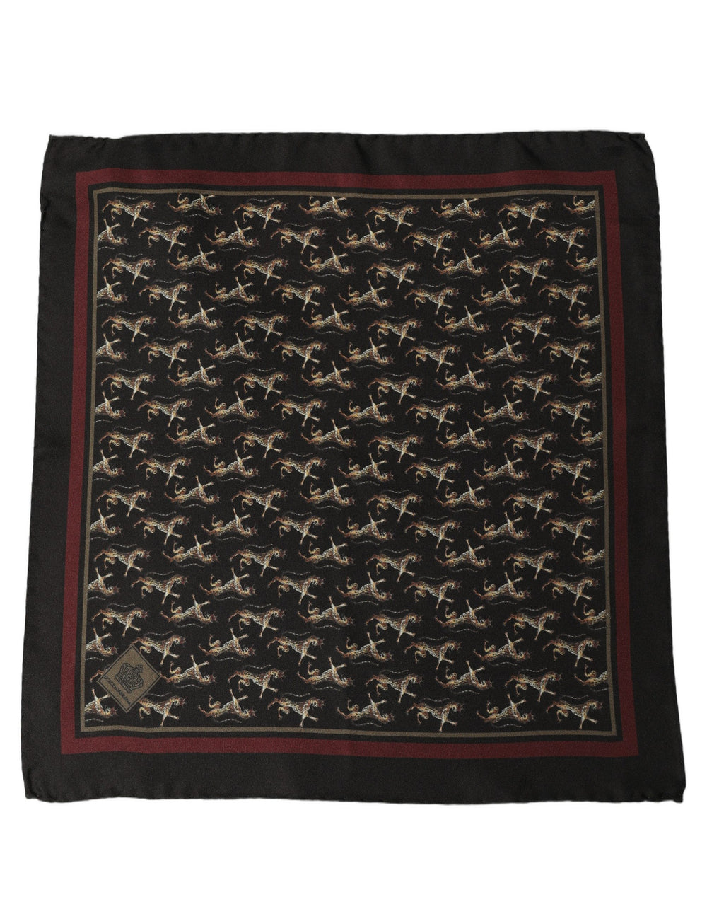Black Horse Silk Pocket Square Foulard Scarf