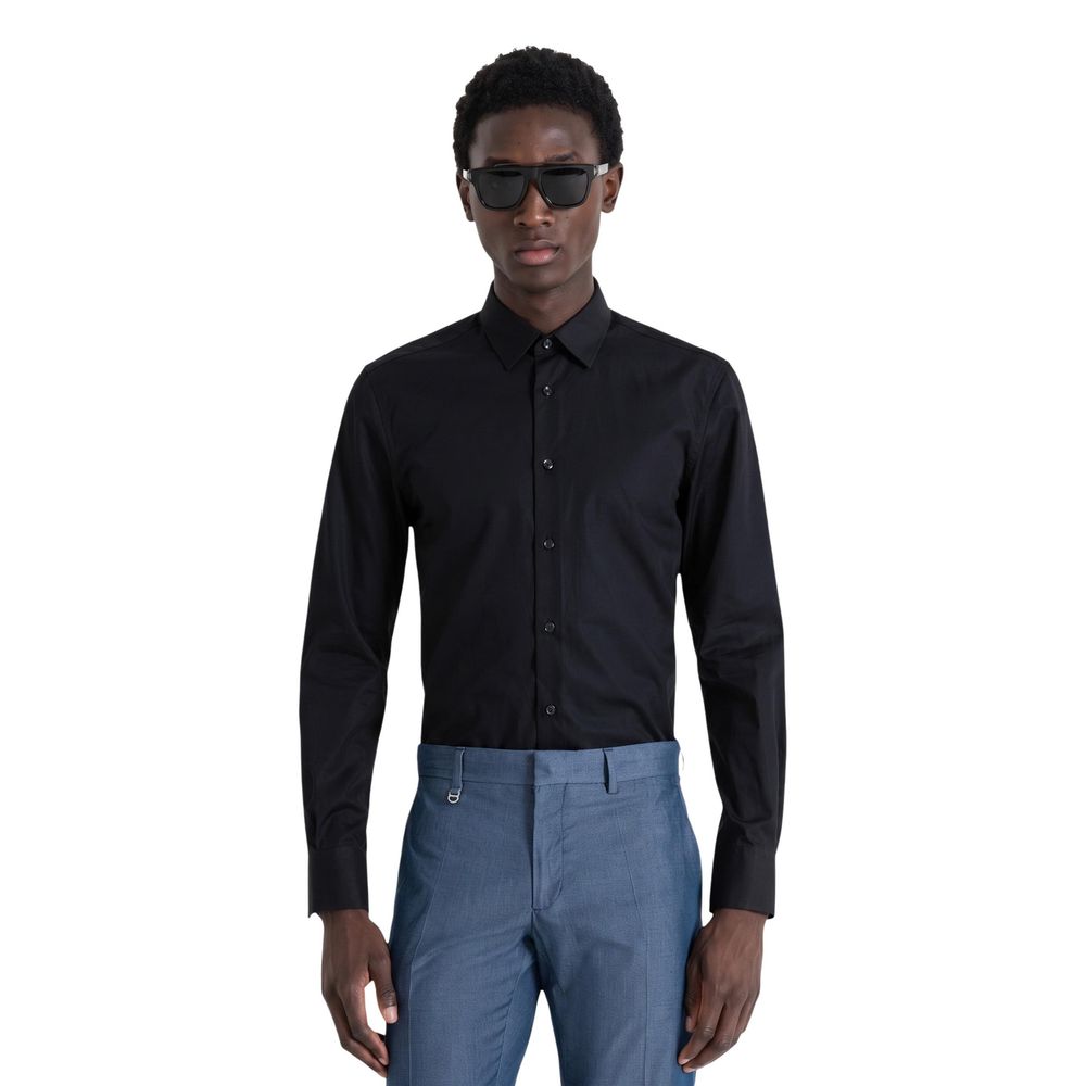 Black Cotton Dress Shirt