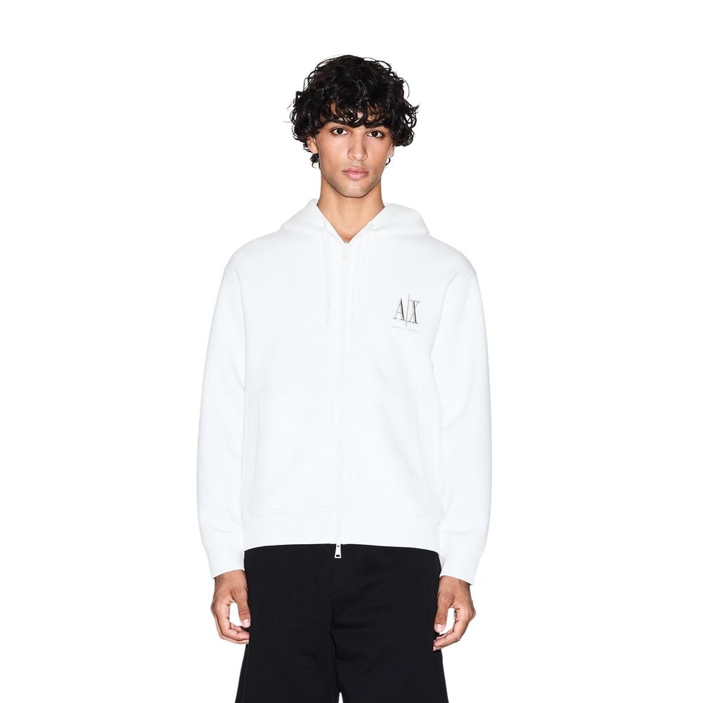 Armani Exchange Βαμβακερό Μπλούζα με κουκούλα σε Λευκό