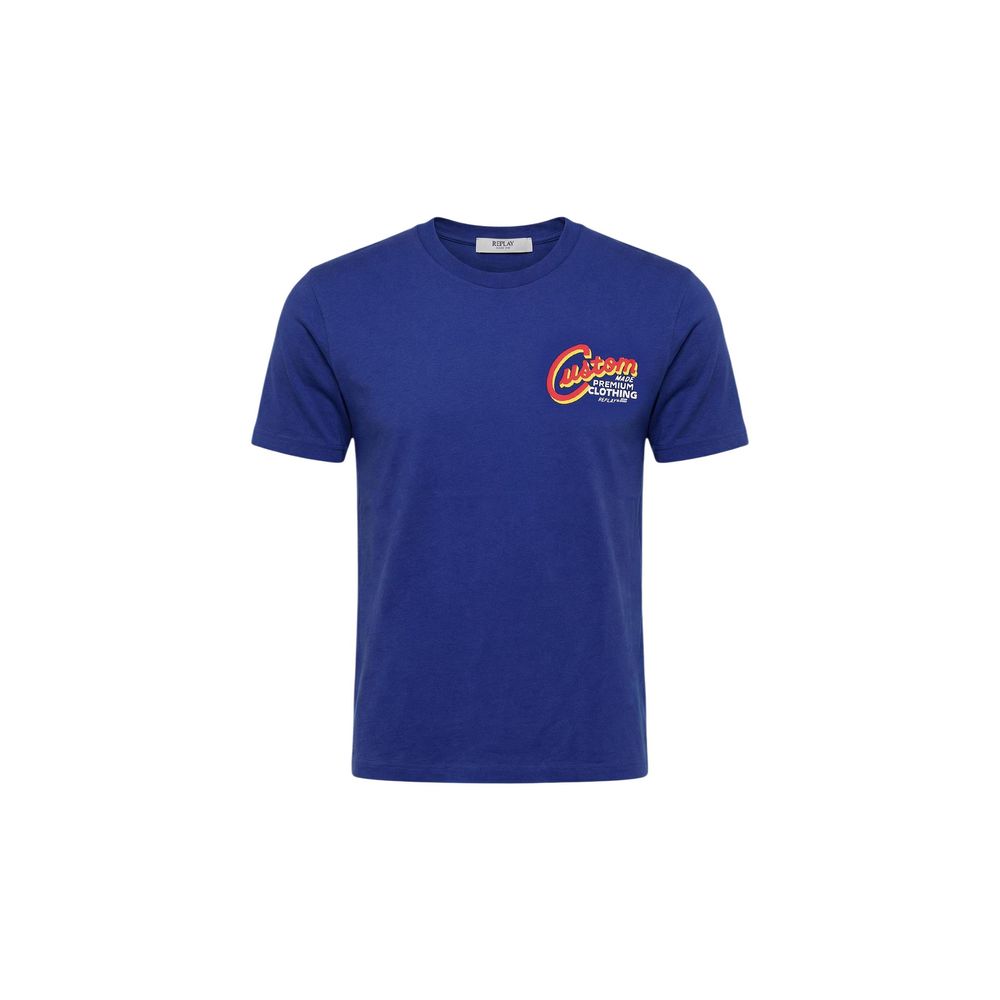 Replay Μπλε Βαμβακερό T-Shirt