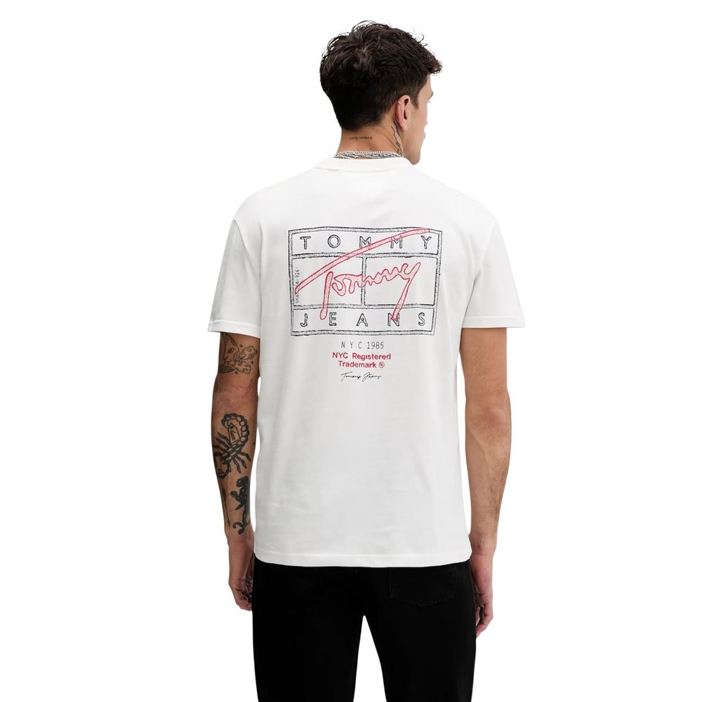 Tommy Hilfiger Κρεμ T-Shirt από Ανακυκλωμένο Βαμβάκι