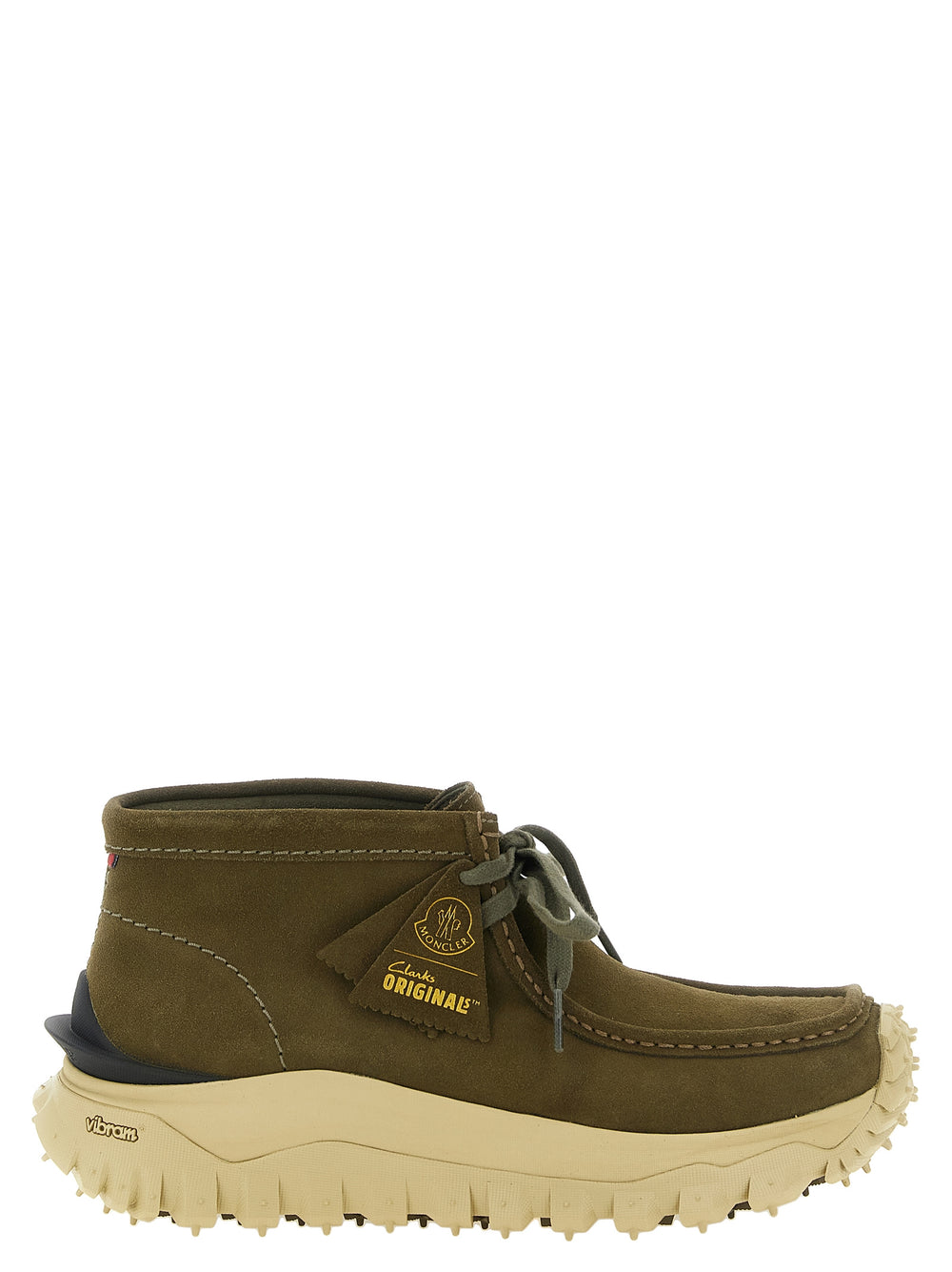 Moncler Bicolor Leather Ankle Boots in Green