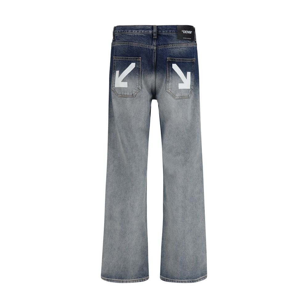 Off-White Cotton Slim Fit Jeans in Grey