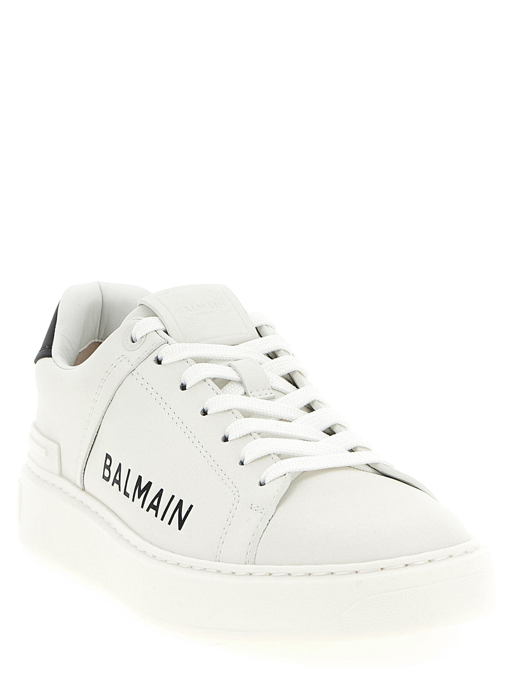Balmain Δίχρωμα Sneakers Χαμηλού Προφίλ από Δέρμα Μοσχαριού σε Λευκό και Μαύρο