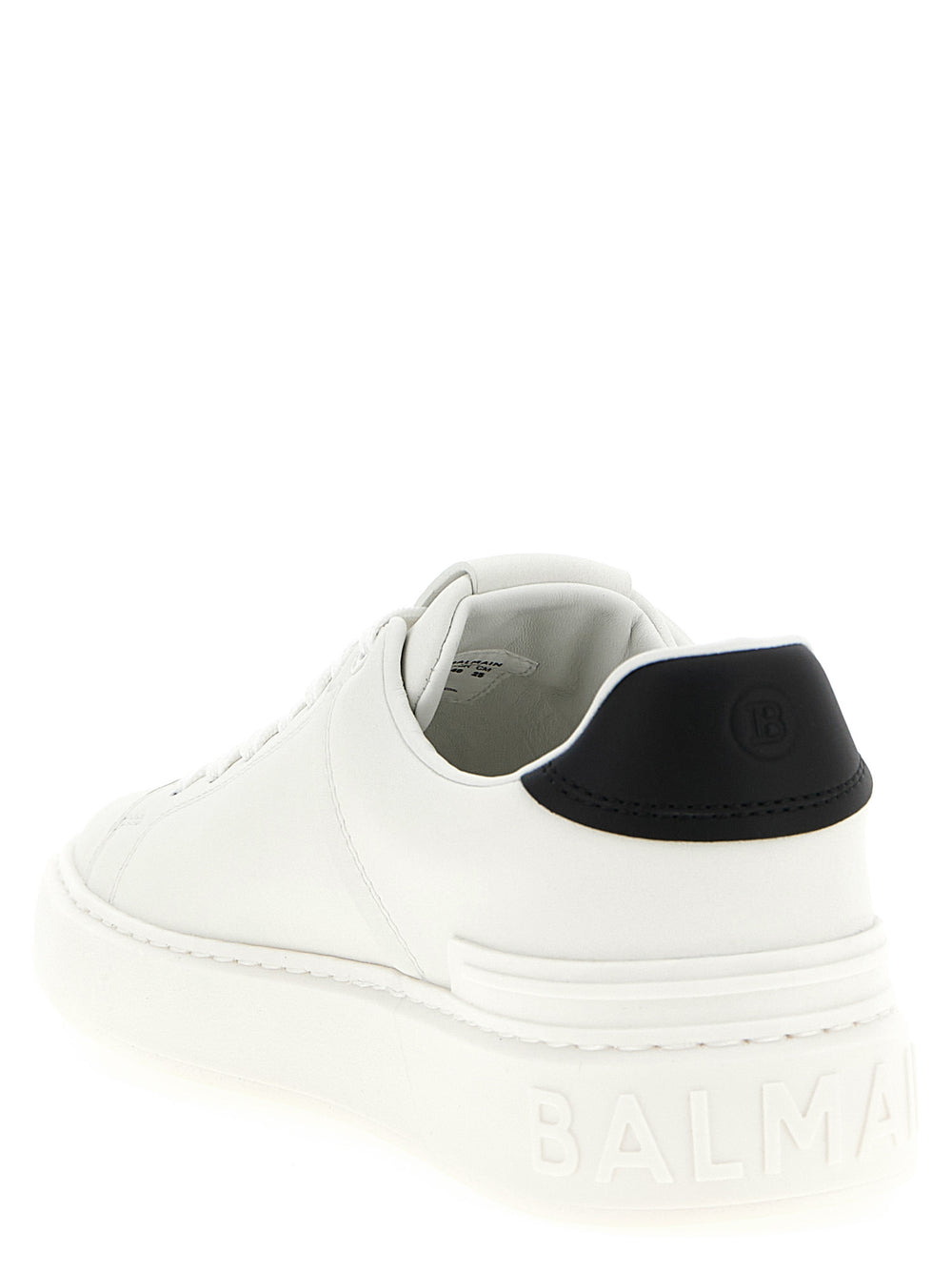 Balmain Δίχρωμα Sneakers Χαμηλού Προφίλ από Δέρμα Μοσχαριού σε Λευκό και Μαύρο