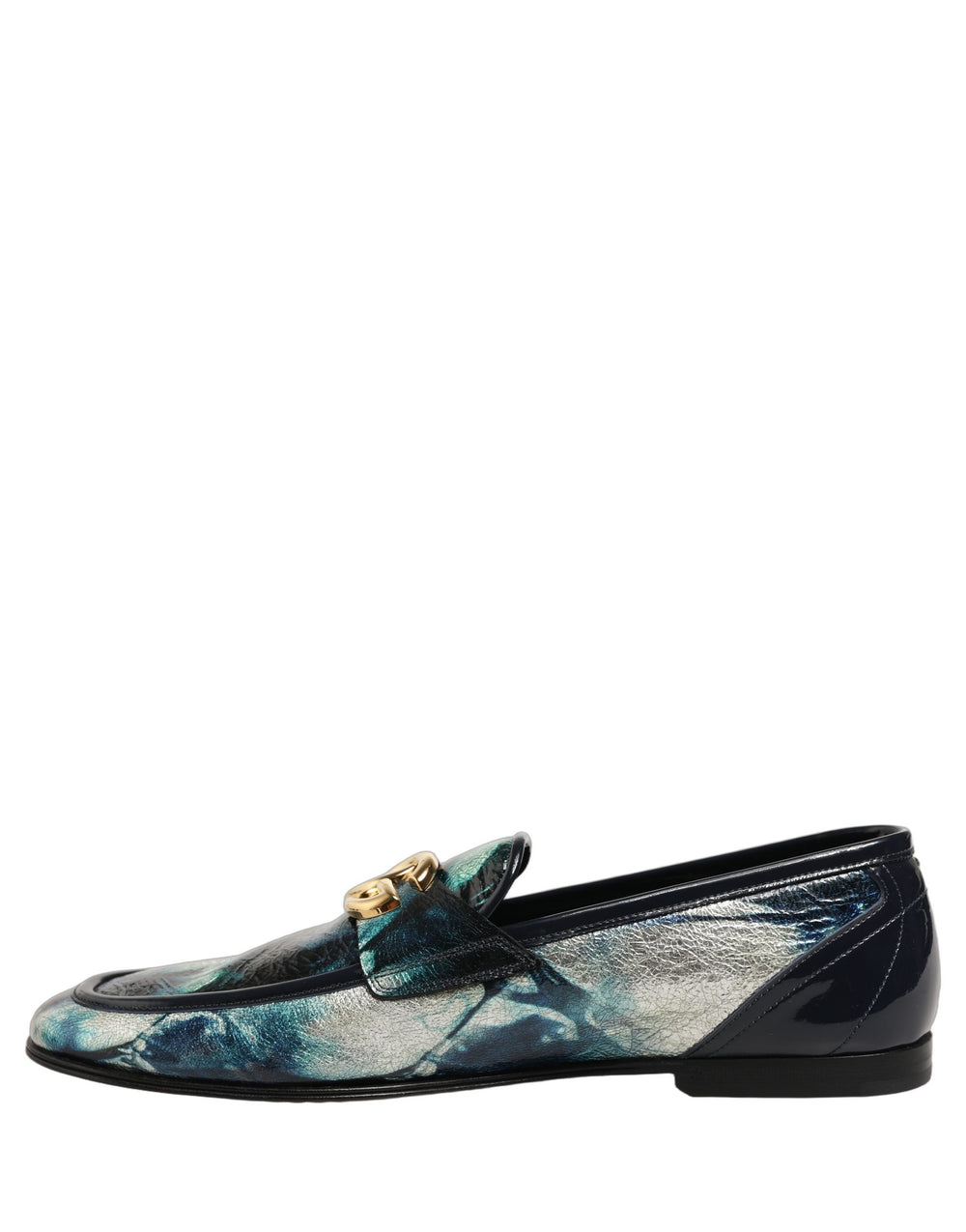 Dolce & Gabbana Loafers από Δέρμα Μοσχαριού σε Μεταλλικό Μπλε και Ασημί