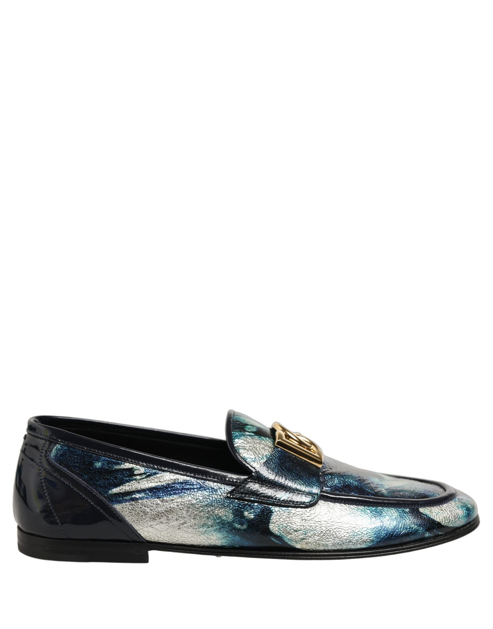 Dolce & Gabbana Loafers από Δέρμα Μοσχαριού σε Μεταλλικό Μπλε και Ασημί