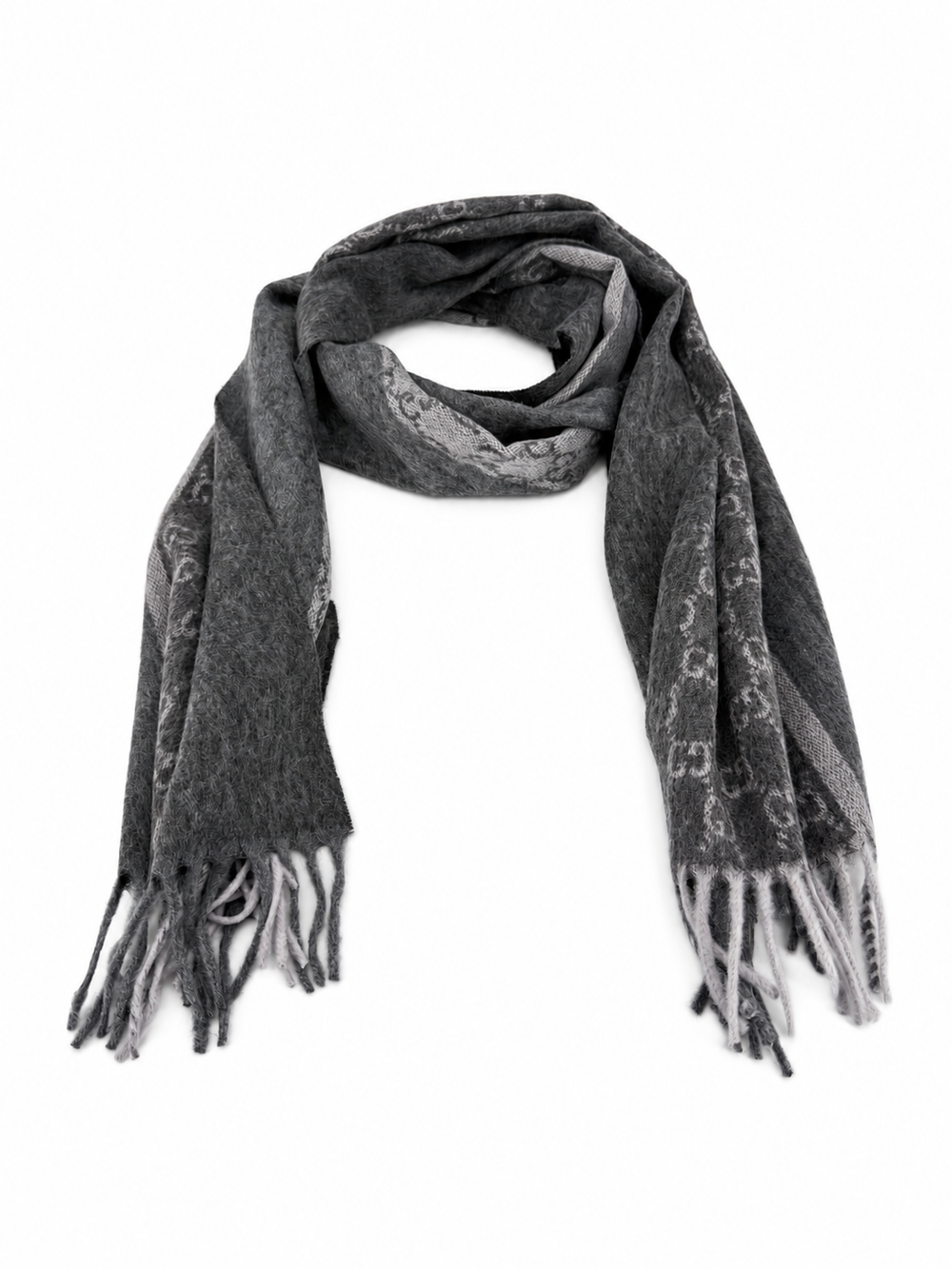 Gucci Cashmere & Wool Scarf in Charcoal Grey