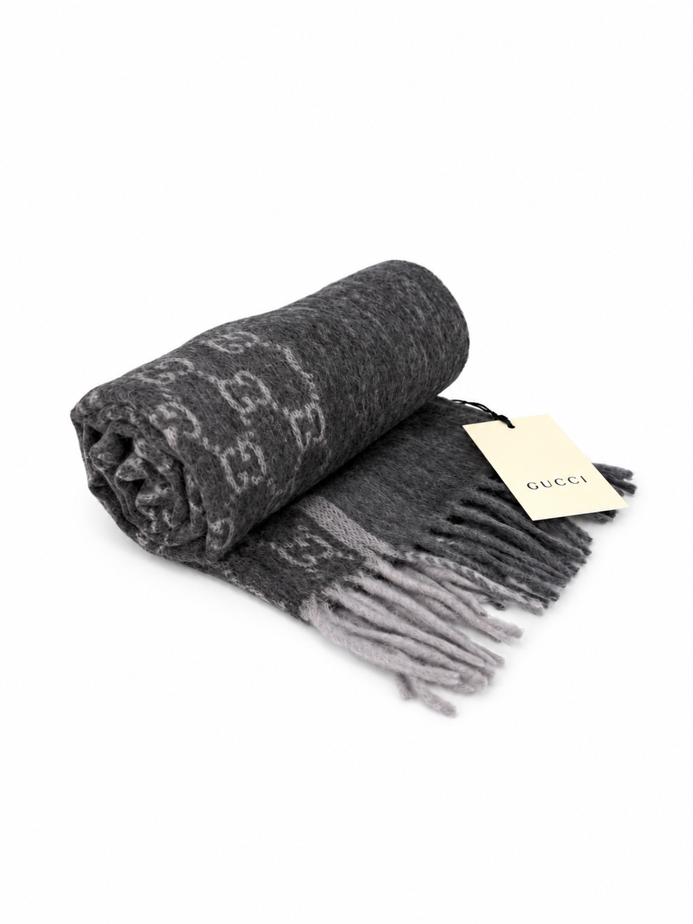 Gucci Cashmere & Wool Scarf in Charcoal Grey