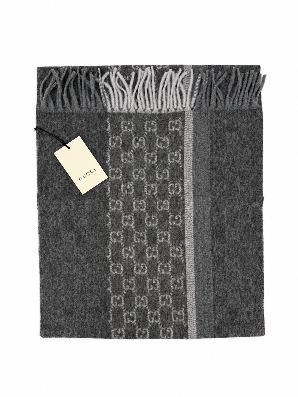 Gucci Cashmere & Wool Scarf in Charcoal Grey