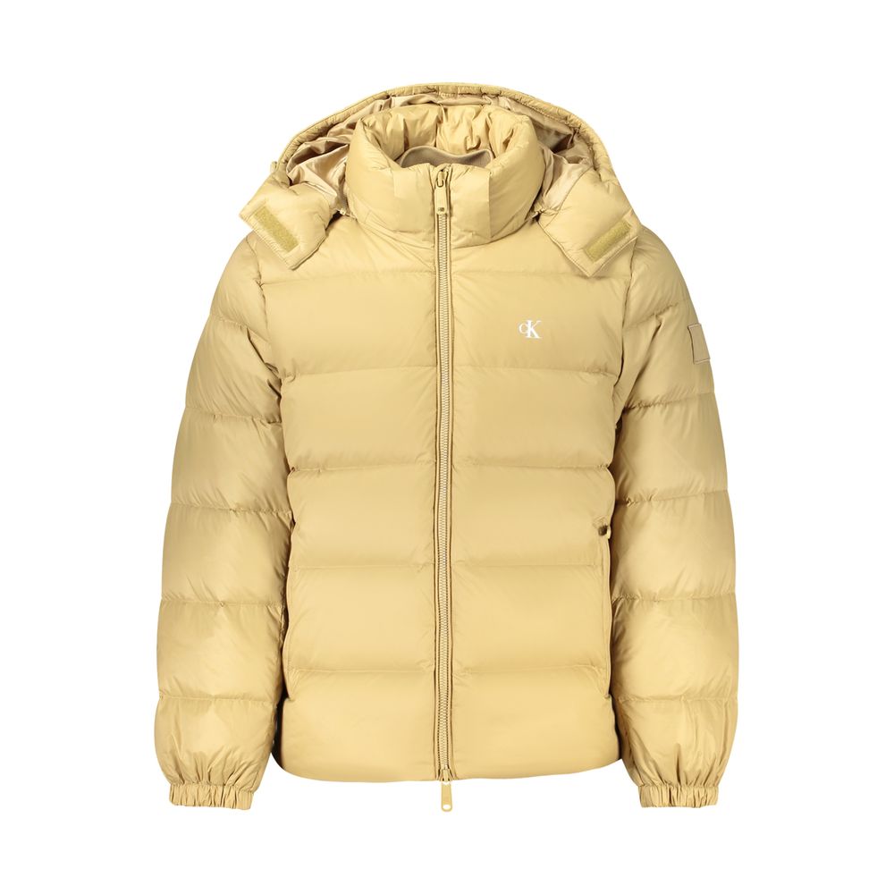 Beige Nylon Full-Length Jacket