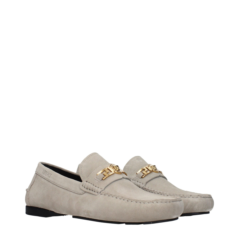 Versace Suede Slip-On Loafers in Grey
