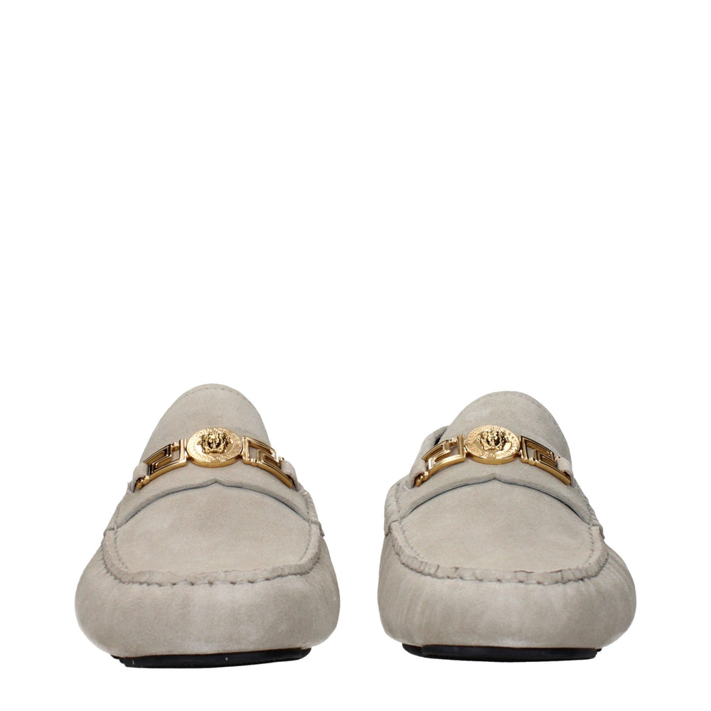 Versace Suede Slip-On Loafers in Grey