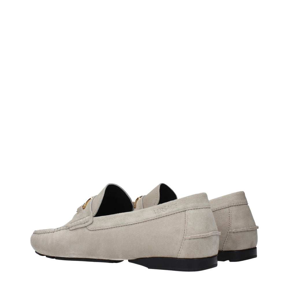 Versace Suede Slip-On Loafers in Grey