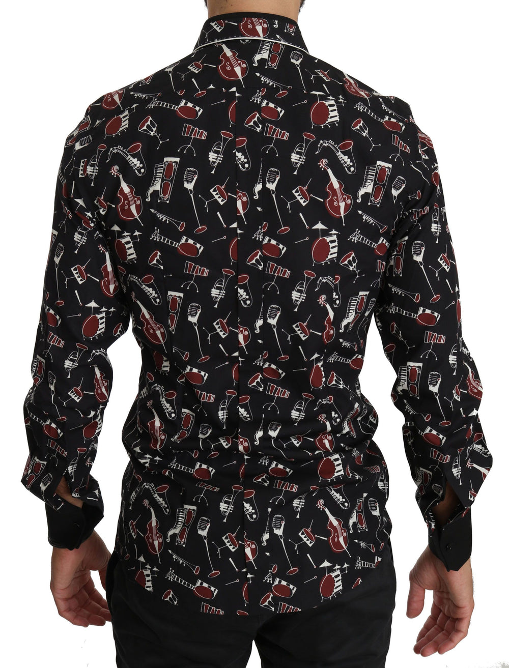 Dolce & Gabbana Musical Instrument Print Slim Fit Shirt in Black