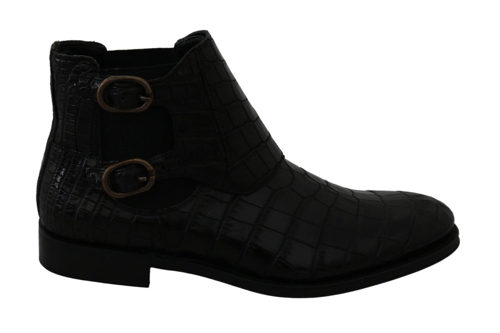 Dolce & Gabbana Crocodile Leather Derby Boots in Black