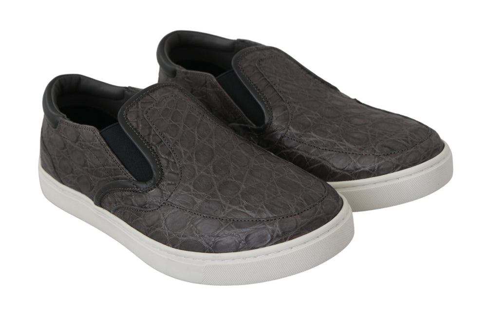 Dolce & Gabbana Caiman Leather Loafers in Grey