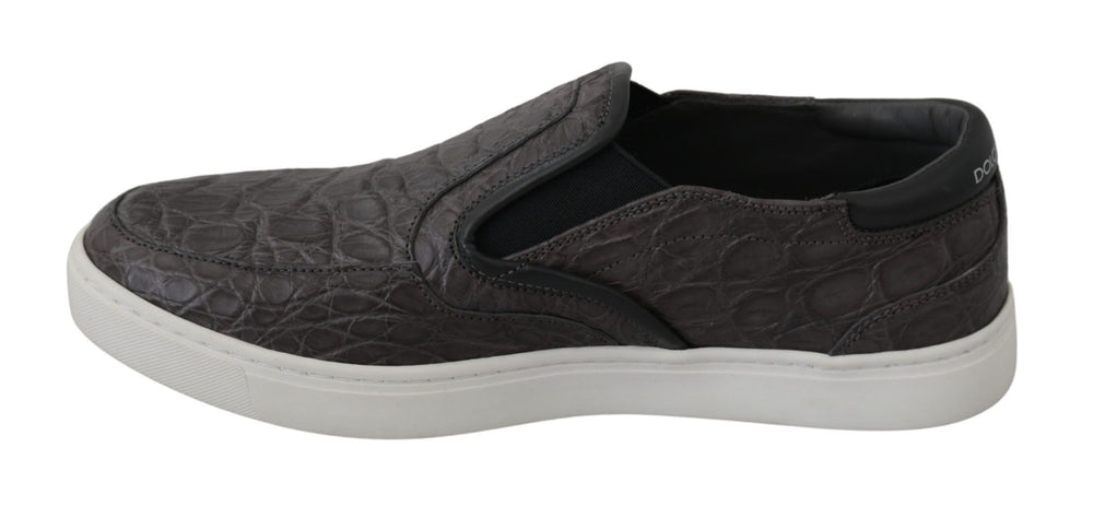 Dolce & Gabbana Caiman Leather Loafers in Grey