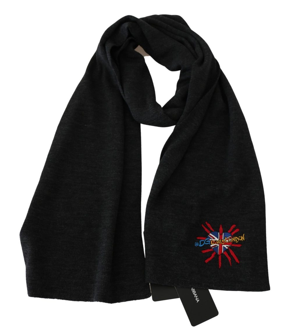 Dolce & Gabbana 100% Wool Wrap Scarf in Grey