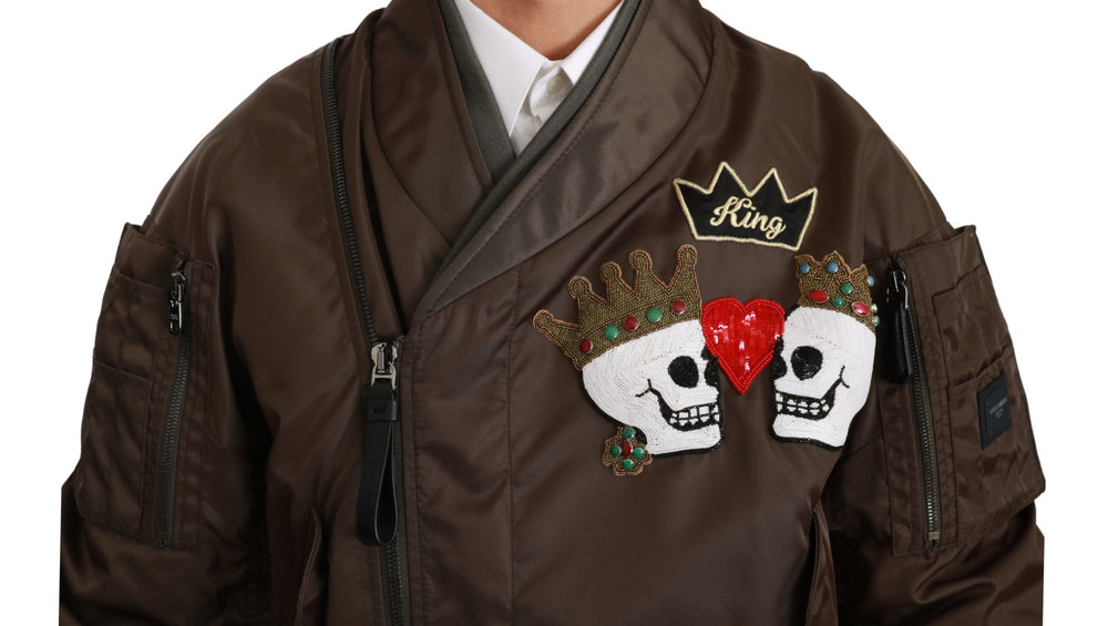 Dolce & Gabbana Nylon Bomber Jacket in Brown