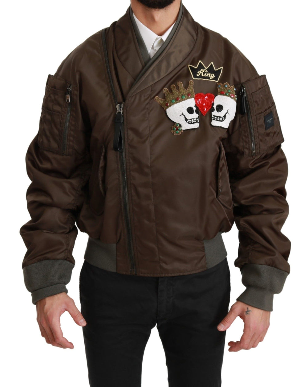 Dolce & Gabbana Nylon Bomber Jacket in Brown