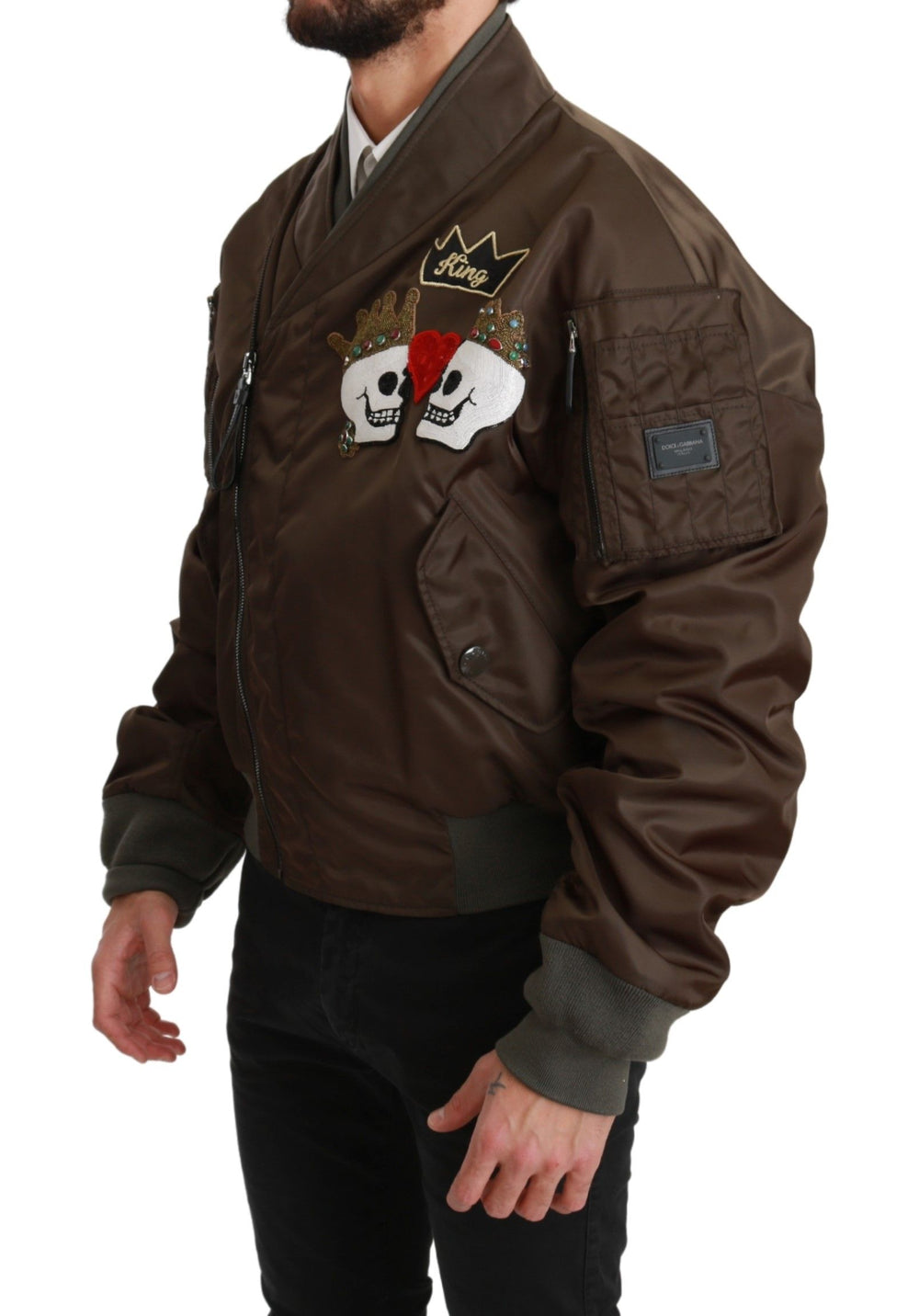 Dolce & Gabbana Nylon Bomber Jacket in Brown