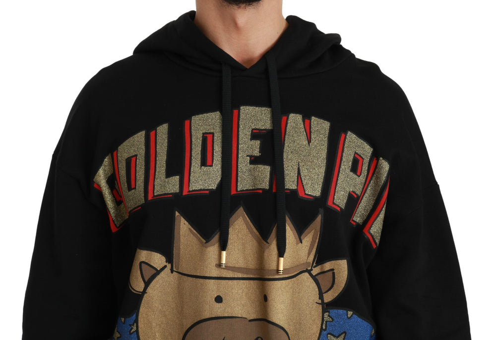 Dolce & Gabbana 100% Cotton Hooded Sweater in Black