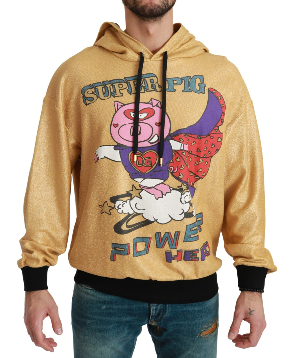 Dolce & Gabbana 100% Cotton Hooded Sweater in Gold