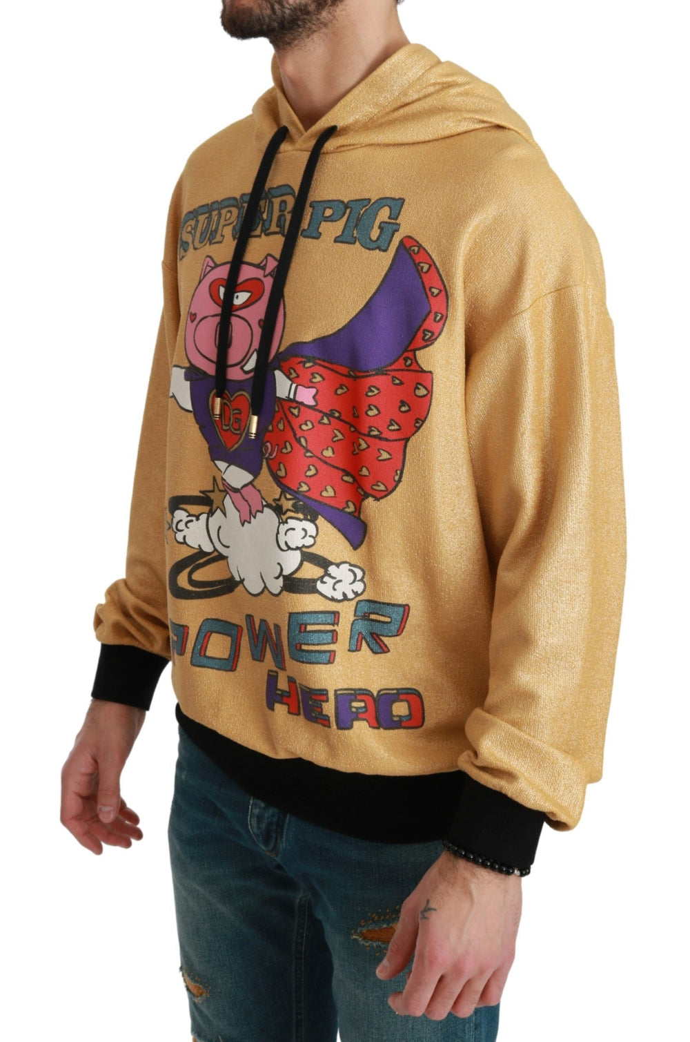 Dolce & Gabbana 100% Cotton Hooded Sweater in Gold