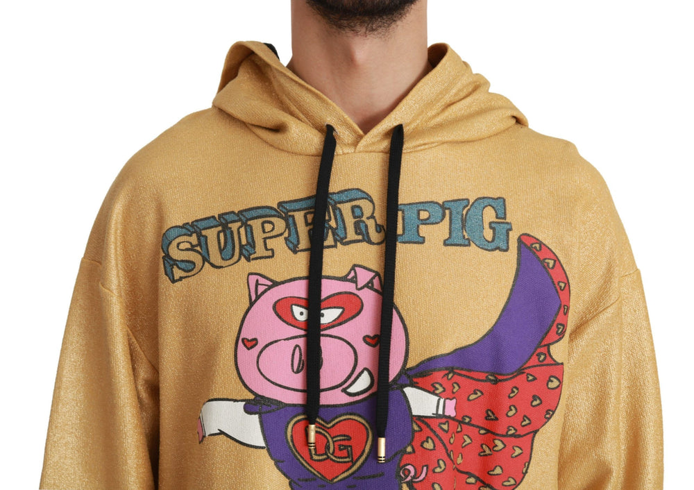 Dolce & Gabbana 100% Cotton Hooded Sweater in Gold
