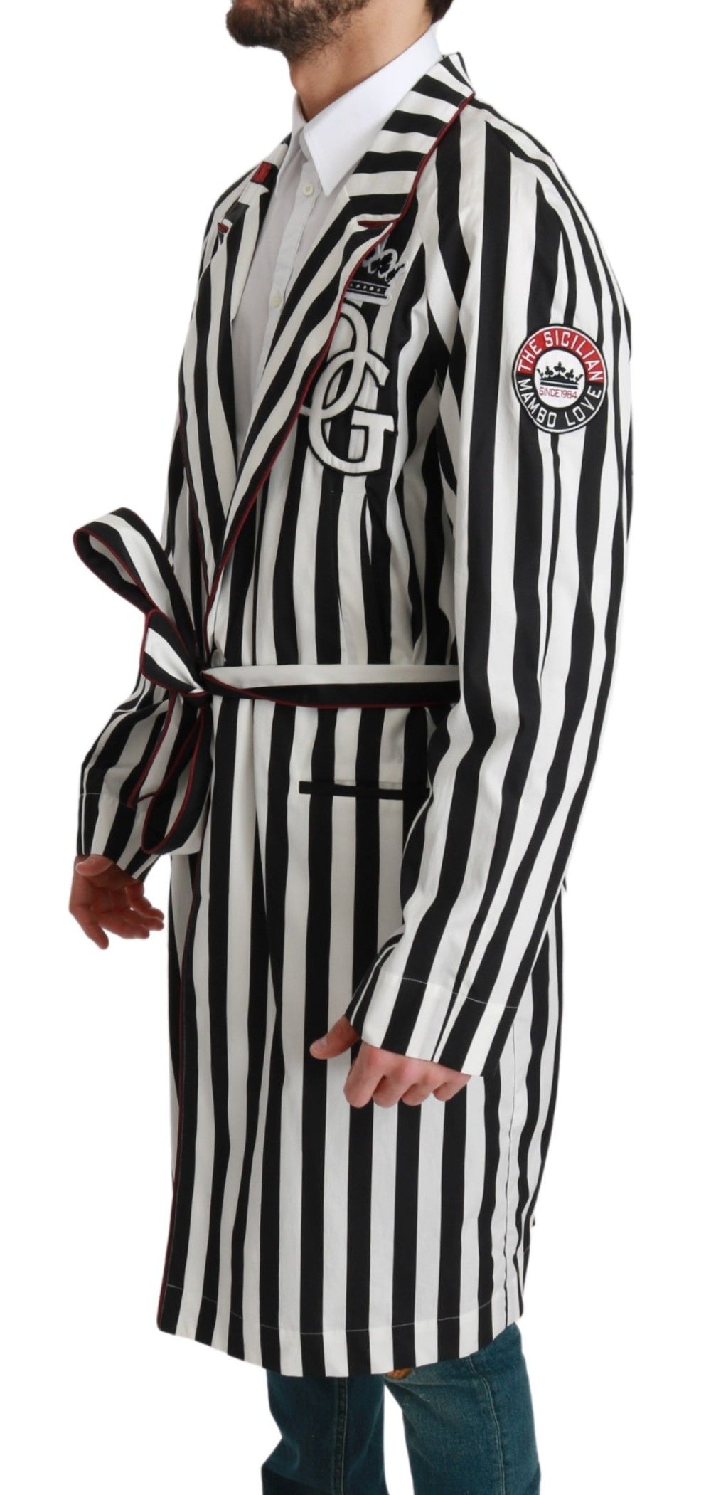 Dolce & Gabbana Cotton Robe in Black and White