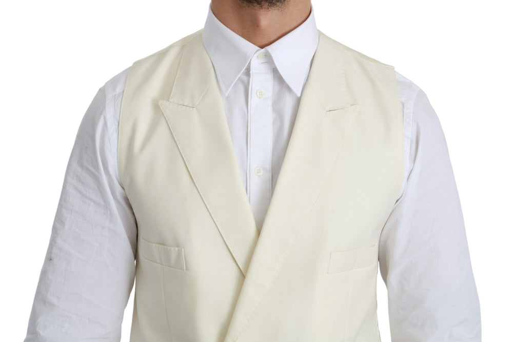 Dolce & Gabbana 100% Virgin Wool Waistcoat in Cream
