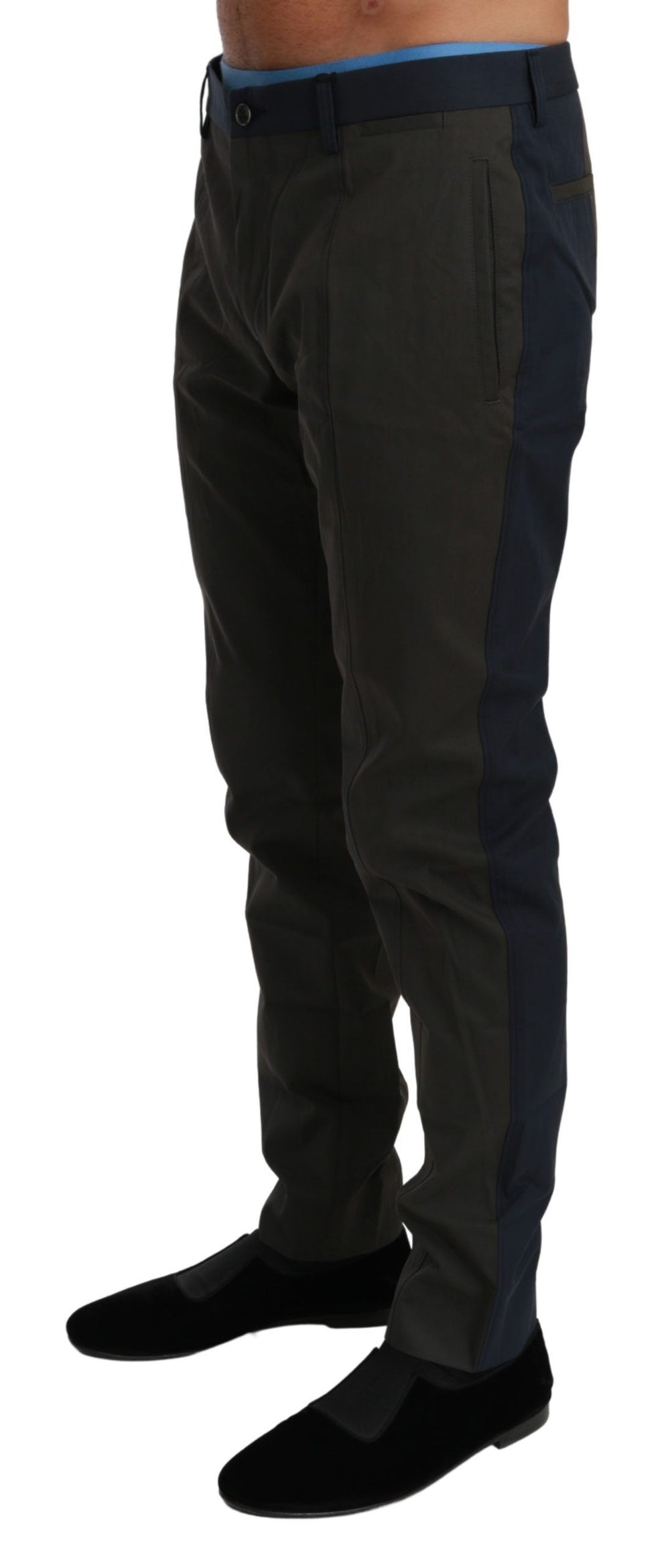 Blue Gray Stripes Trouser Cotton Pants mens luxury fashion - Mens Edit