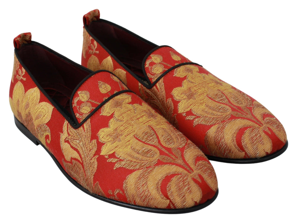 Dolce & Gabbana Brocade Slip-On Loafers in Red and Gold