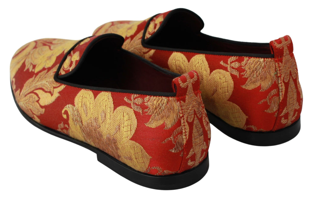 Dolce & Gabbana Brocade Slip-On Loafers in Red and Gold