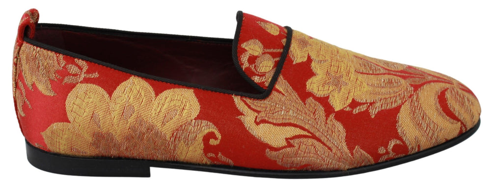 Dolce & Gabbana Brocade Slip-On Loafers in Red and Gold