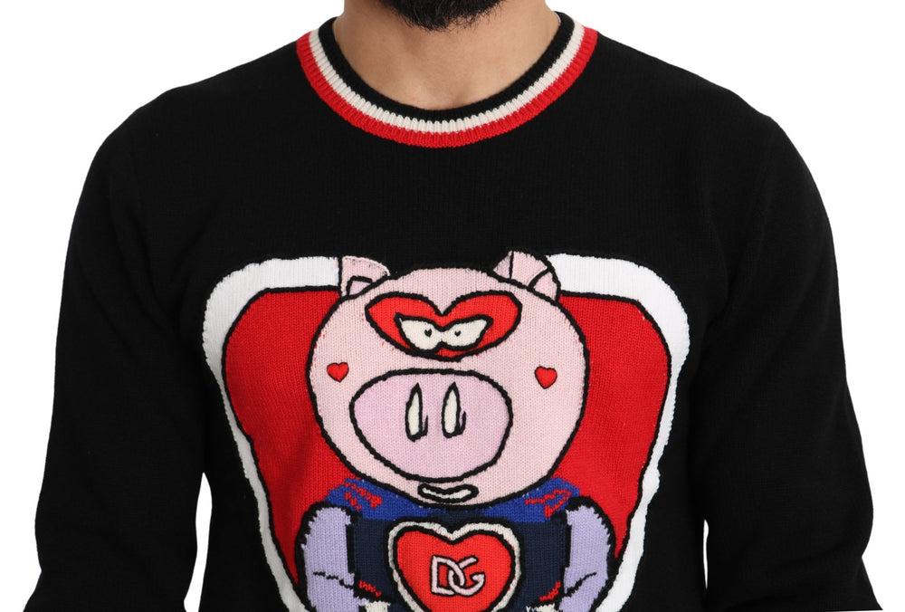Dolce & Gabbana Cashmere Blend Crew Neck Sweater in Black