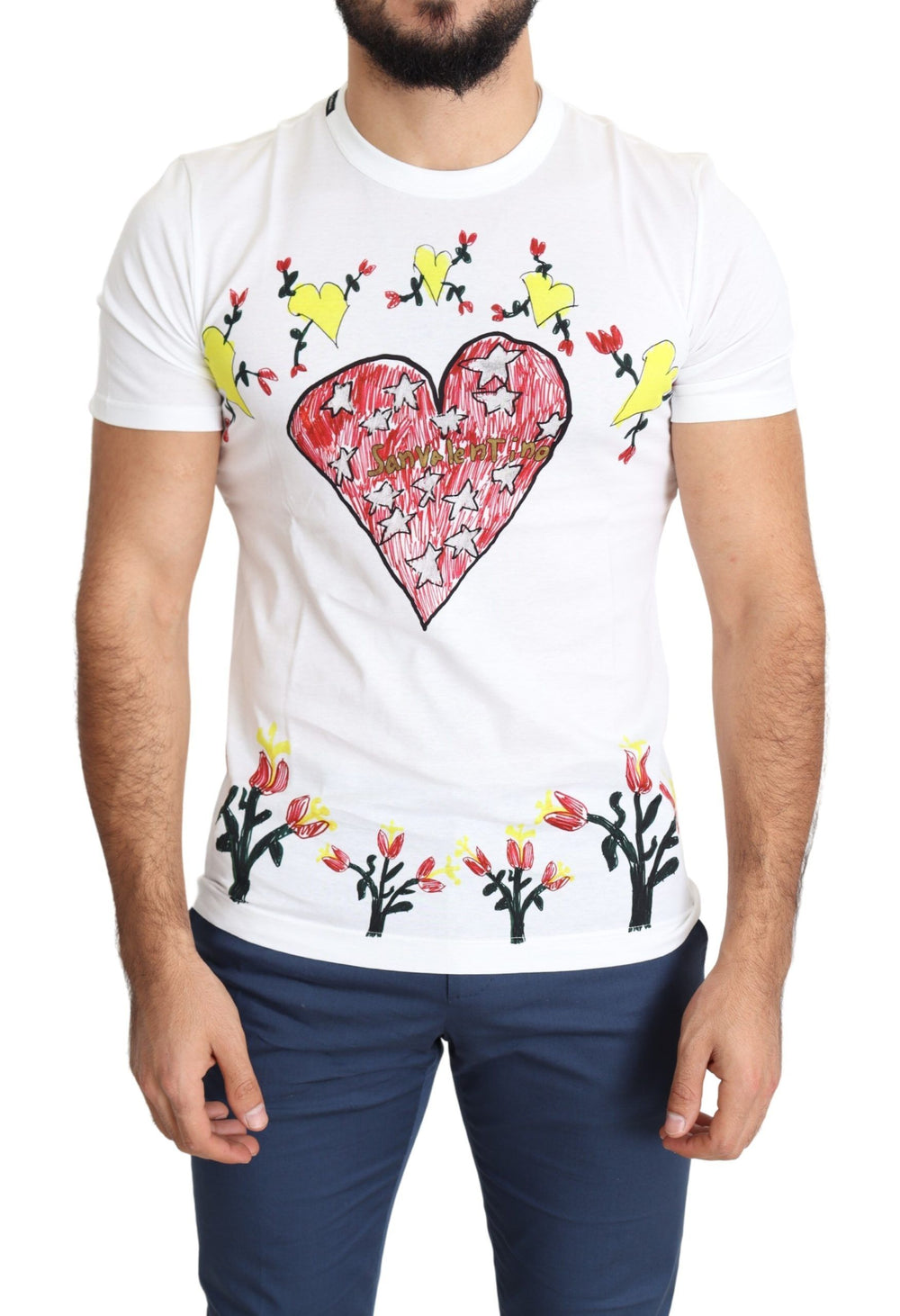 White Saint Valentine Print Cotton Men T-shirt mens luxury fashion - Mens Edit